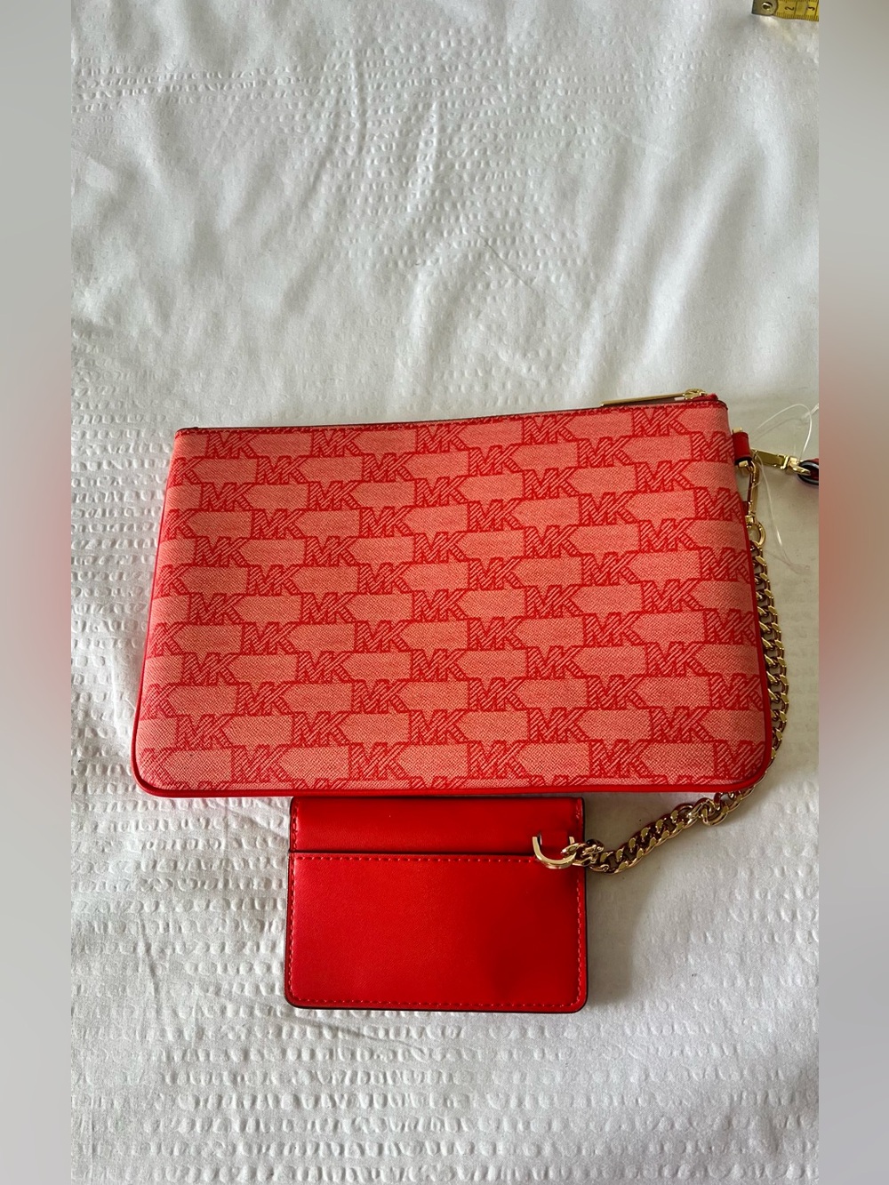 Michael Kors Red Logo Card Pouch Wristlet - Picture 3 of 8
